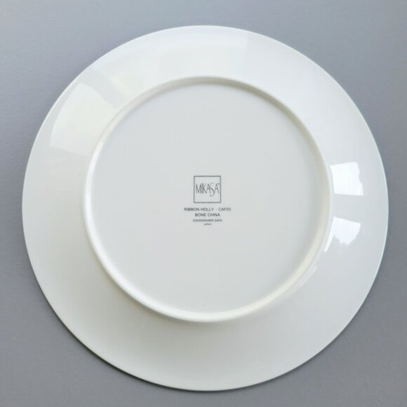 Vintage Mikasa Ribbon Holly Dinner Plate, Holly & Berry Design, Gold Trim, Japan - Picture 6 of 9